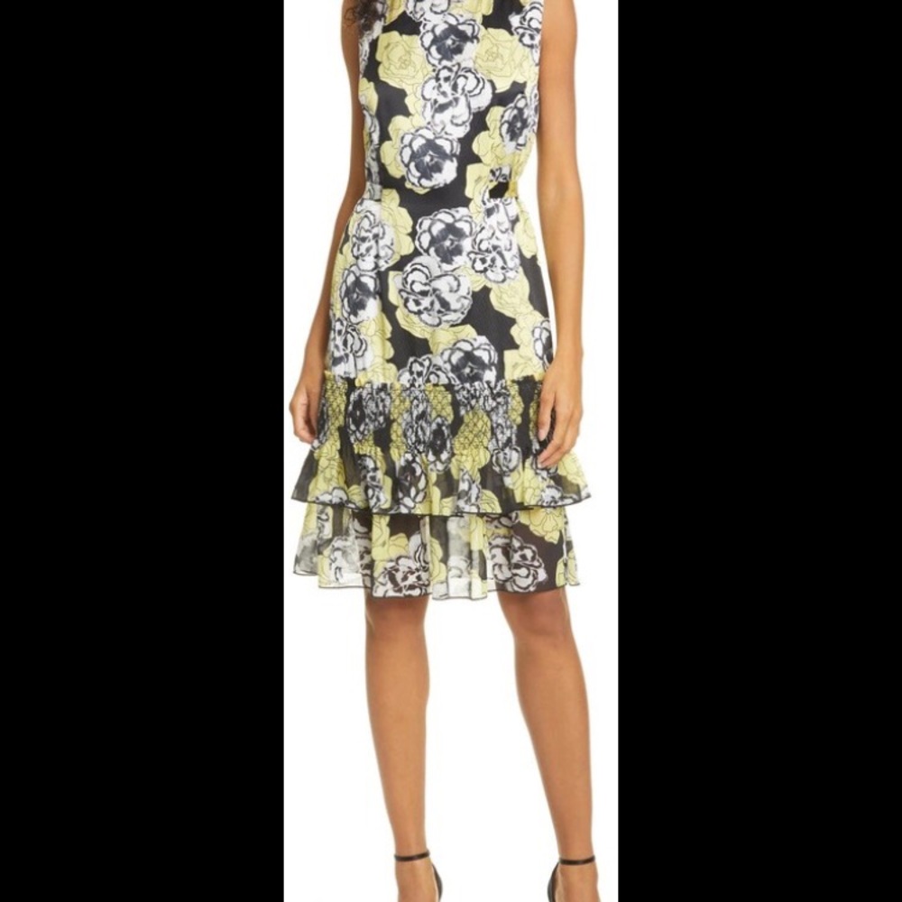 DYVNA
Chacha Ruffle Floral Silk Dress
